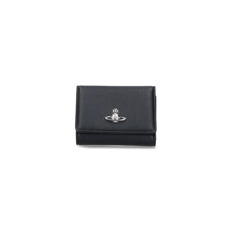 Vivienne Westwood Portemonnee Textured Black Tri-Fold Wallet Black