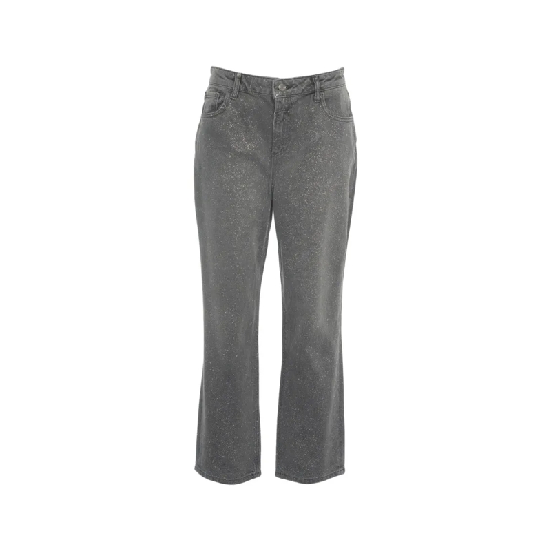 LIU JO Jeans Straight-Cut Glitter Finish Jeans Grey