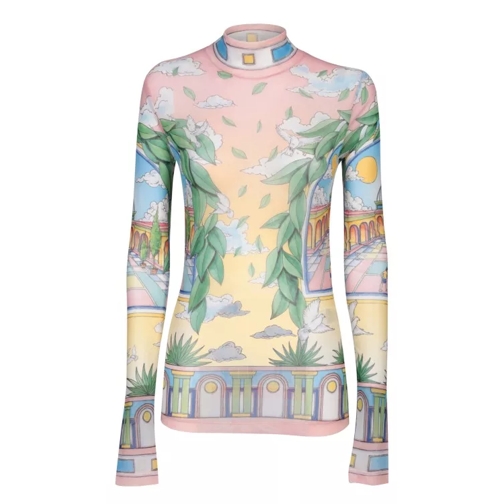 Casablanca Long Sleeve Mesh Fabric Top Multicolor 