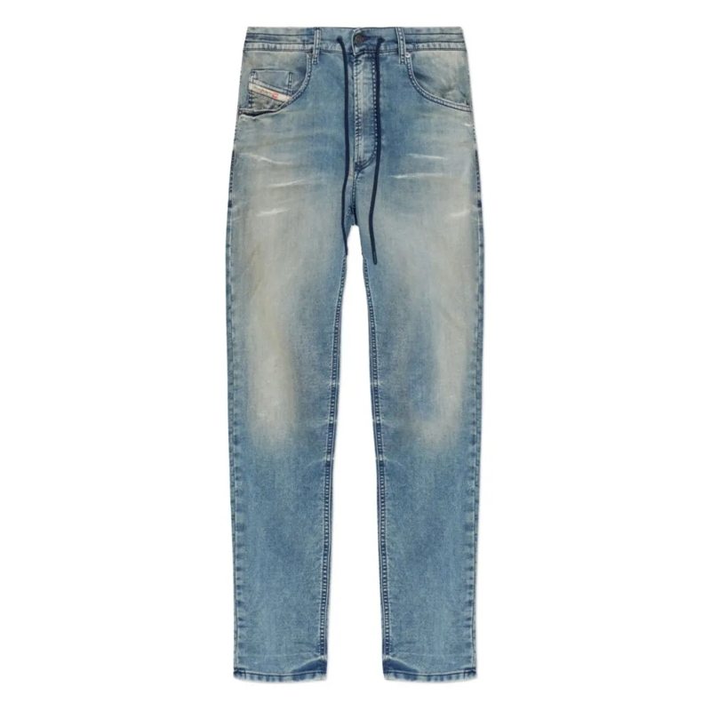 Diesel Jeans Faded Blue Drawstring-Fastening Jeans With Five Po Blue