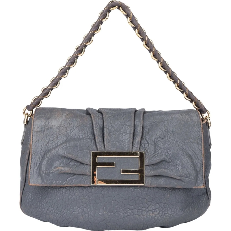 Fendi Tote Fendi Grey Leather Big Baguette Buckle Shoulder Ba grau