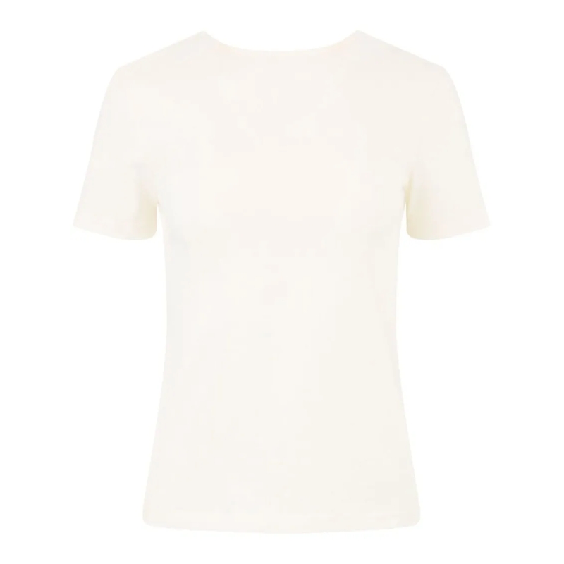 Nina Ricci T-shirt V-Back Draped Short-Sleeved Top White
