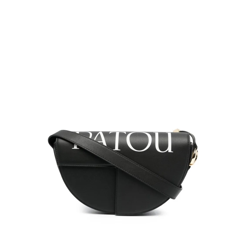 Patou Schultertasche Half-Moon Black Calf Leather Shoulder Bag Black