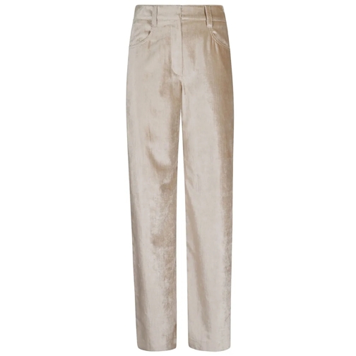 Brunello Cucinelli  Sleek Cotton And Viscose Velvet Trousers With Irid Neutrals