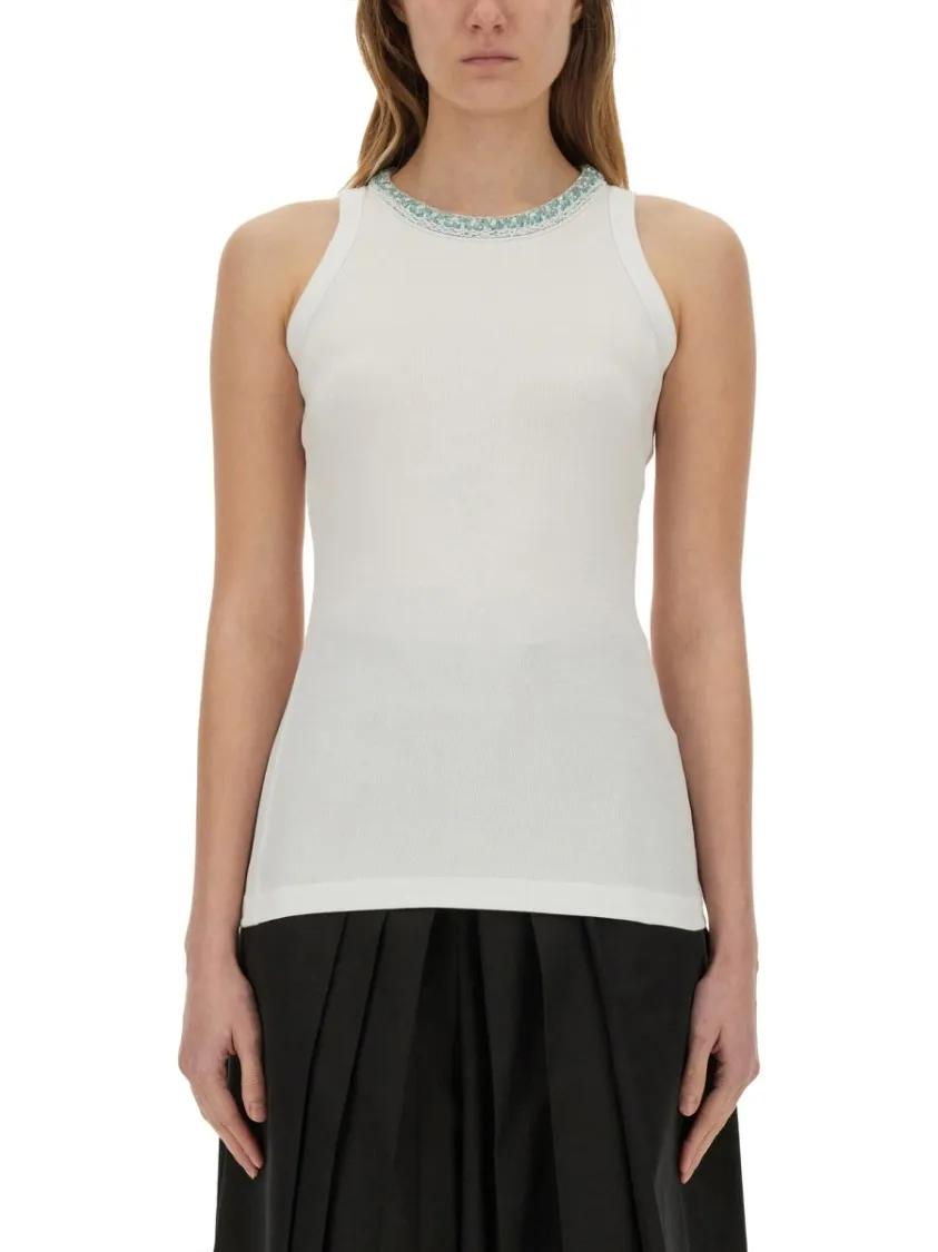 Thumbnail - Fabiana Filippi - Fitted White Jersey Tank Top - Größe 42 - weiß