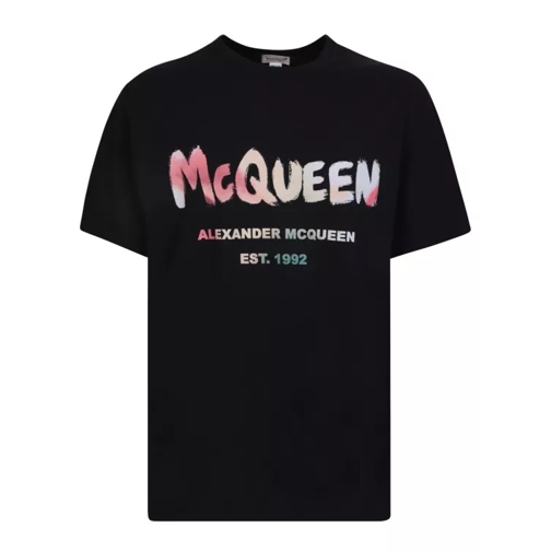 Alexander McQueen Black Cotton Graffiti Print T-Shirt Black 