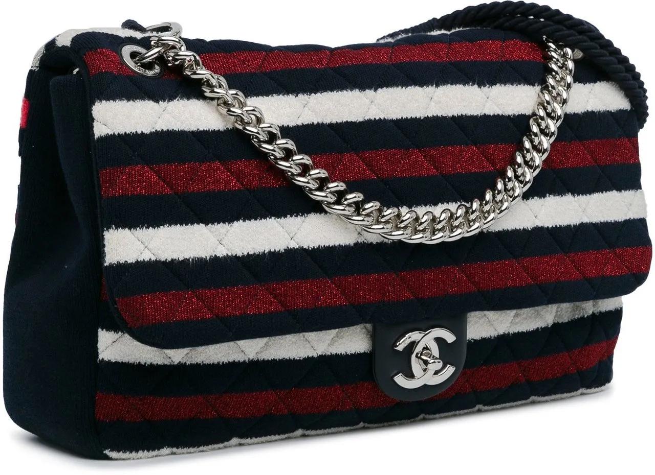 Chanel Totes & shoppers Maxi Multicolor Stripe Jersey Rope Flap in meerkleurig