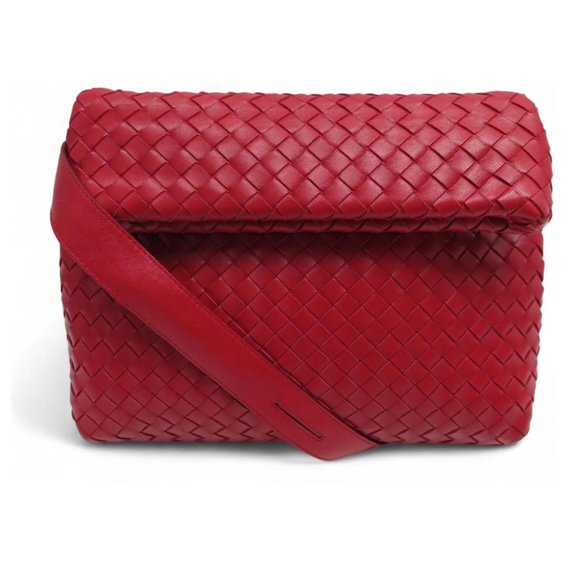 Bottega Veneta Clutch BOTTEGA VENETA FLAP LOCK INTRECCIATO LEDER ROTE SC rot