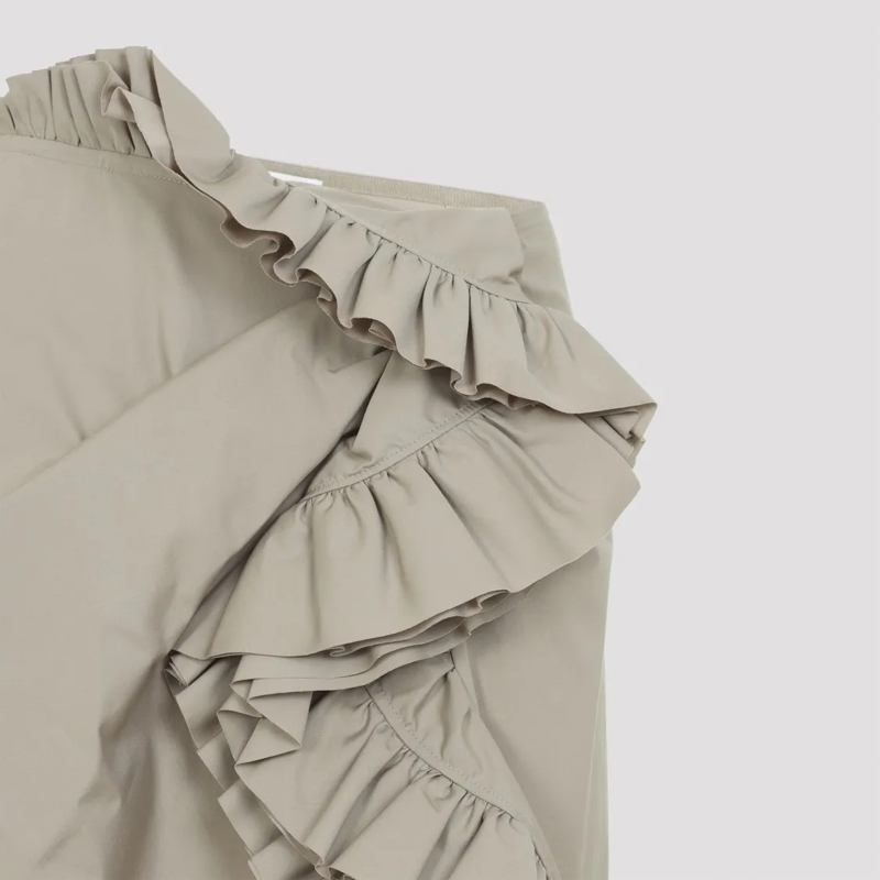 Dries Van Noten Maxirock Asymmetrical Nude Midi Skirt With Cascading Ruffle Grey(Image 3)