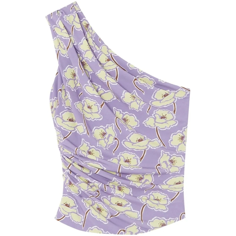 Versace Bluse One-Shoulder Lilac Top White