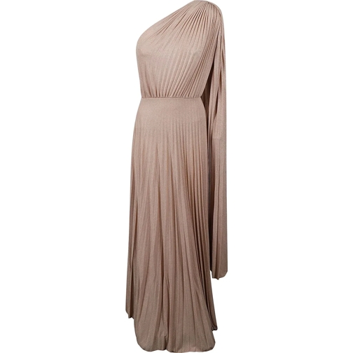 Elisabetta Franchi Robes midi Red Carpet One Shoulder Belted Dress Nude & Neutra beige