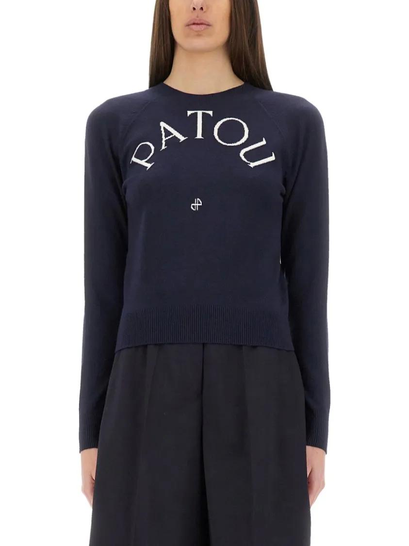 Thumbnail - Patou - Fitted Black Jersey With Round Neckline - Größe XS - blau