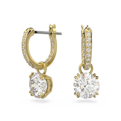 Swarovski Creole Constella drop Round cut Gold-tone plated White