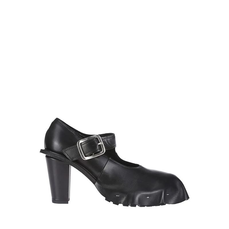 Comme des Garcons Pumps Leather Heels With Draped Detail Black