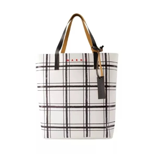 Marni Tribeca Tote Bag - Leather - White/Black White Sporta