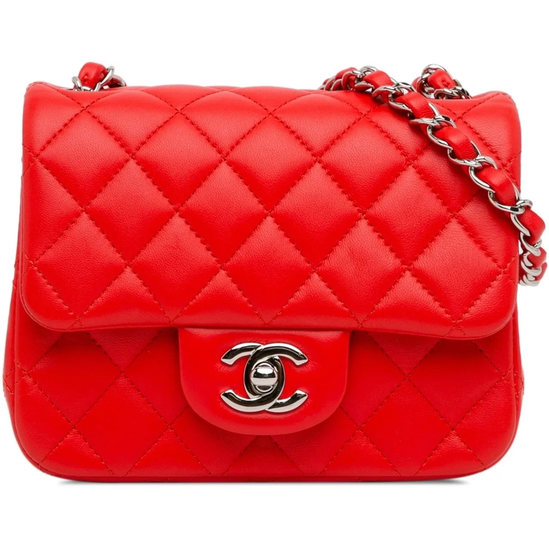 Chanel Fourre-tout Mini Square Classic Lambskin Single Flap rot