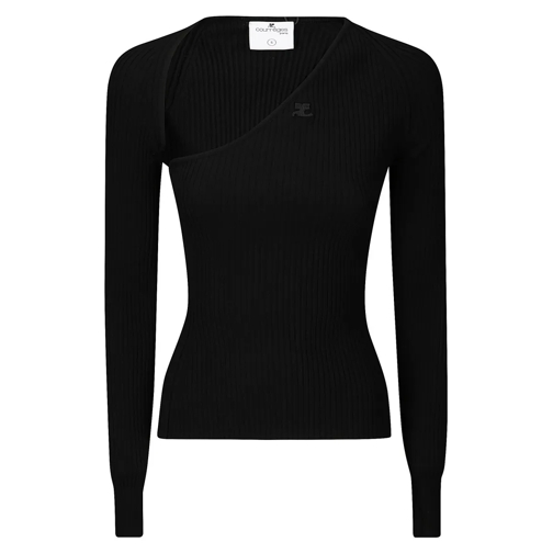 Courrèges Langärmelige Oberteile Ribbed Top Black