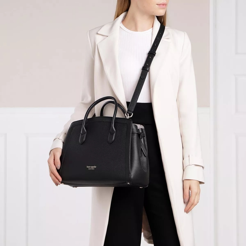 Kate Spade New York Tote Knott Pebbled Leather Large Satchel Black(Image 2)
