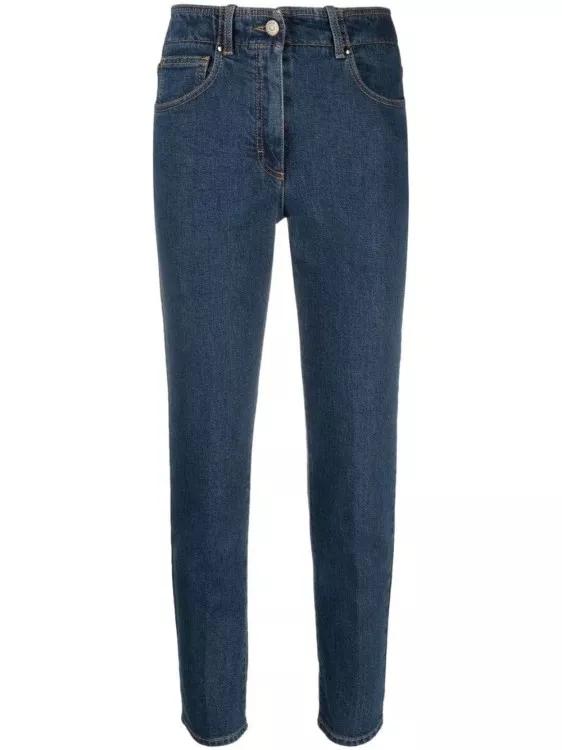 Thumbnail - Peserico - High-Waist Cotton Denim Jeans - Größe 40 - blue
