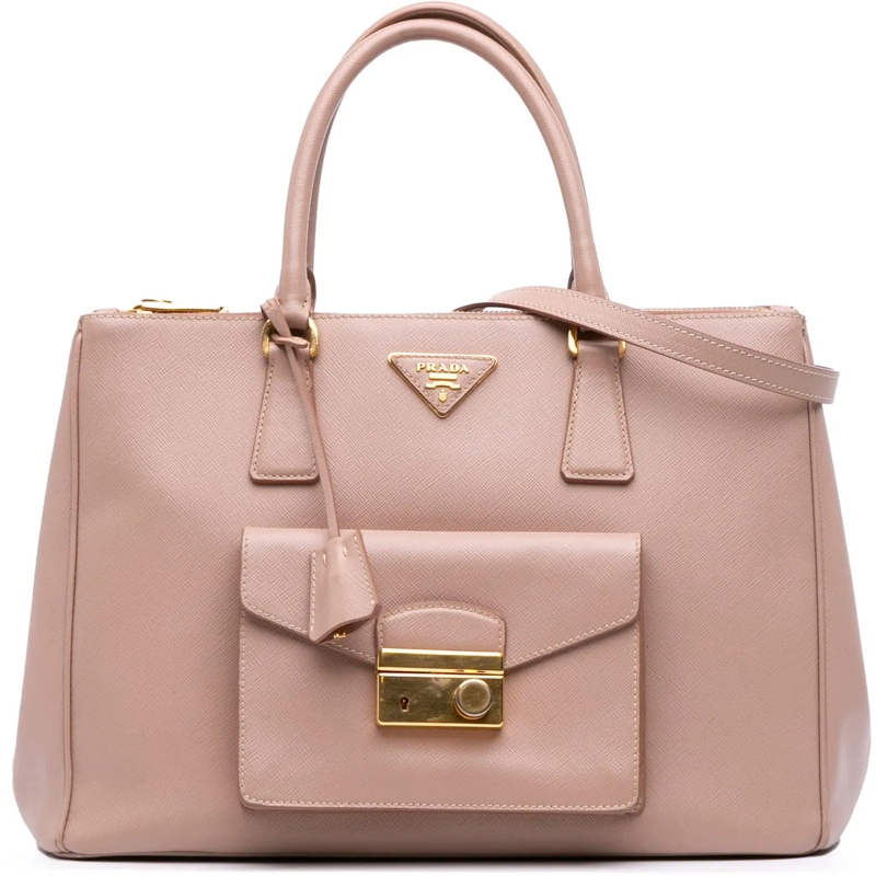 Prada Schultertasche Saffiano Lux Galleria Double Zip Front Pocket Satc rose