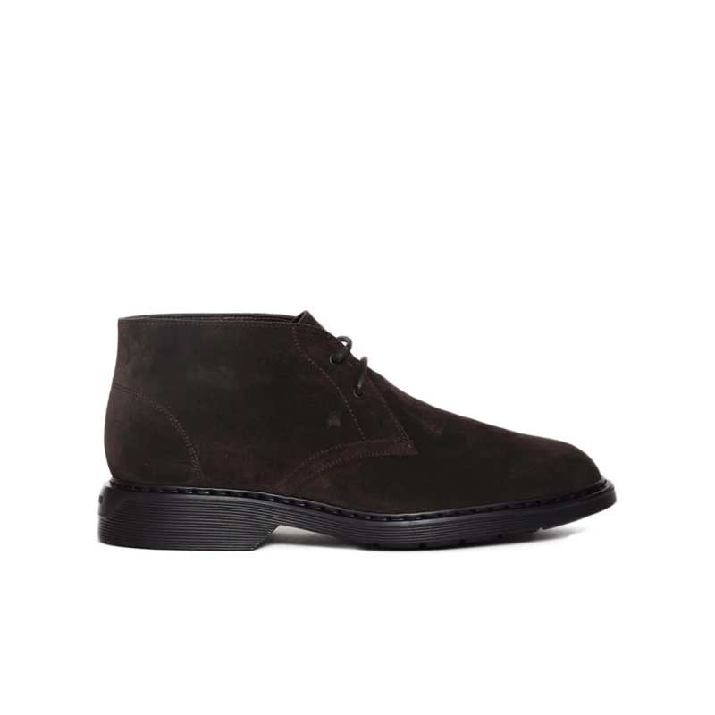 Hogan Bottes Suede Brown Ankle Boots Black