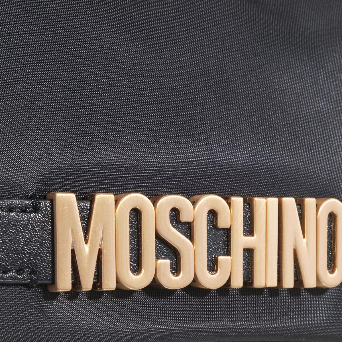 Moschino Pochettes Lettering Nylon Clutch in zwart