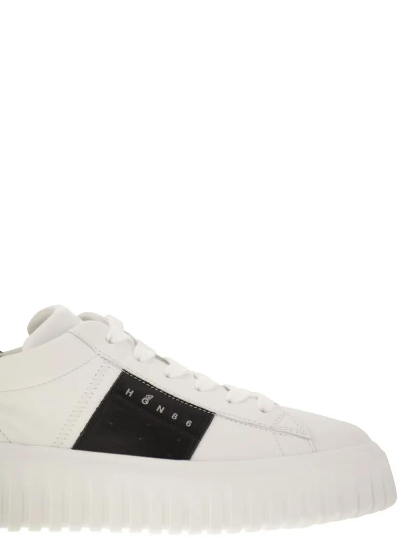 Thumbnail - Hogan Low-Top Sneaker - Sporty Nappa Leather Sneakers With Vertical Stripe - Gr. 9_5 - in Weiß - für Damen