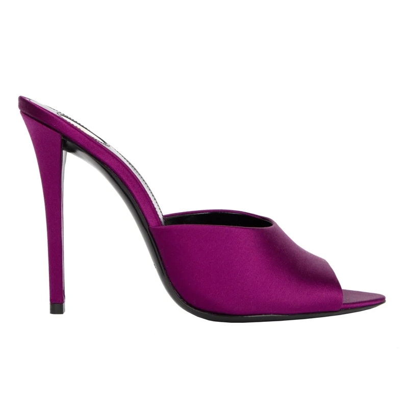 Saint Laurent Sandalen Goldie Mules In Satin Crepe Purple Purple