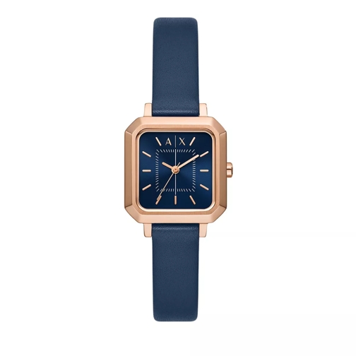Armani Exchange Armani Exchange Three-Hand Blue Leather Watch Rosegold Quartz Horloge