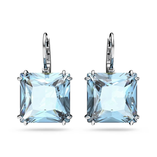 Swarovski Creole Millenia drop Square cut Rhodium plated Blue