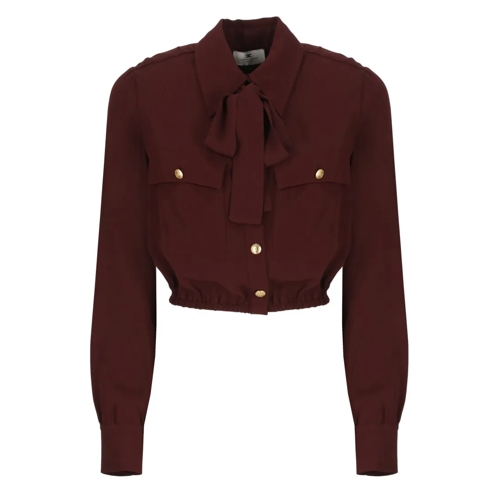 Elisabetta Franchi Hemden Bordeaux Viscose Cropped Shirt Burgundy