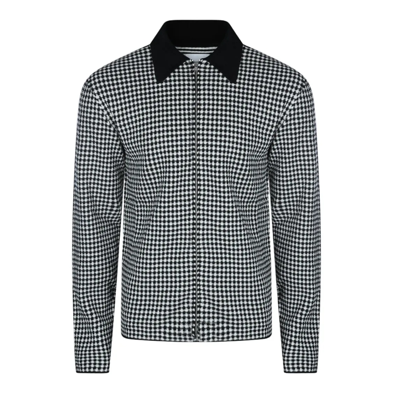 Jil Sander Overhemd Classic Houndstooth Casual Shirt Grey