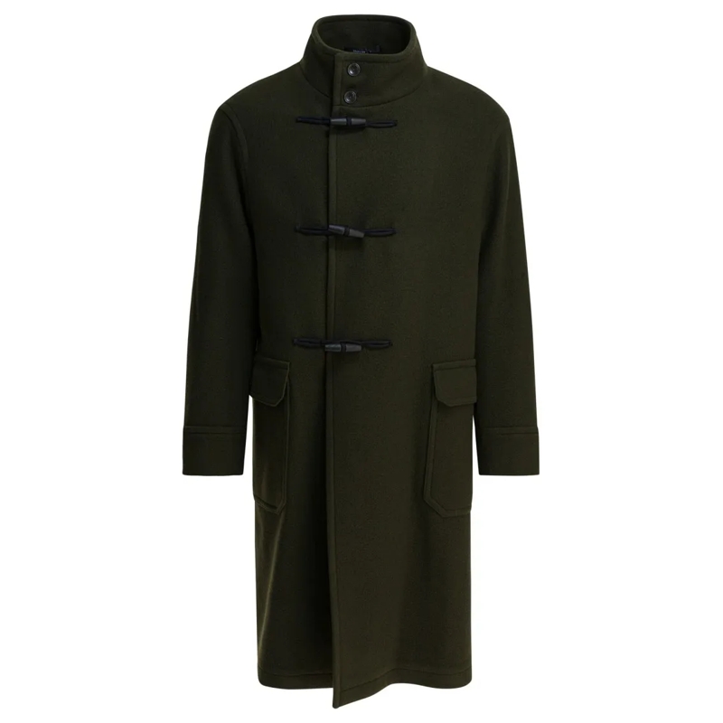 Tagliatore  Mid-Length Green Wool Blend Jacket Black