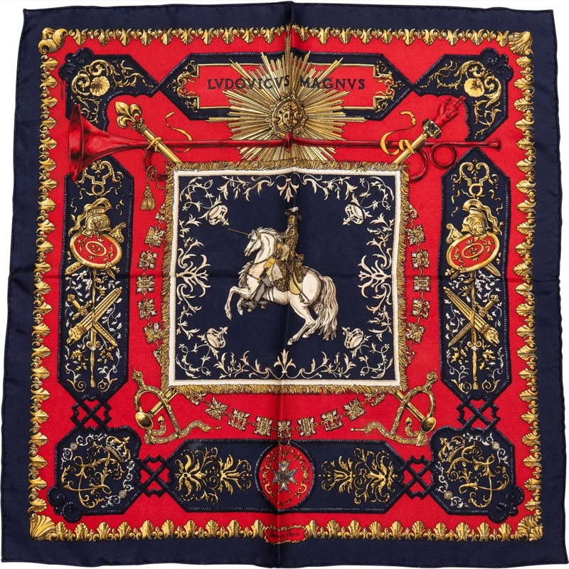 Hermès Wollschal Hermes Classic "LVDOVICVS MAGNVS" Silk Carre 90 Sc blau