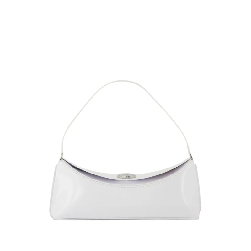 Jacquemus Sac à bandoulière Curved Handbag In Glossy Patent Leather White