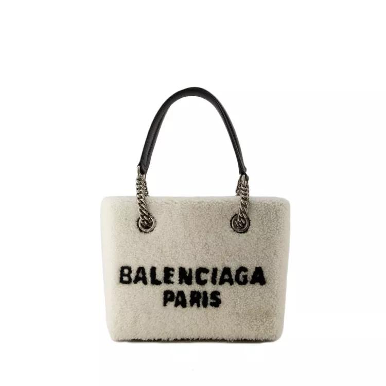 Balenciaga Totes - Duty Free S Shopper Bag - Fake Fur - Beige - Gr. unisize - in Grau - für Damen