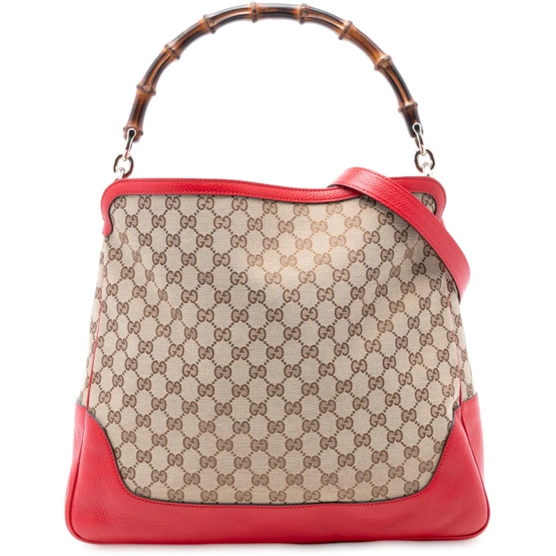 Gucci Schultertasche GG Canvas Bamboo Diana Satchel braun