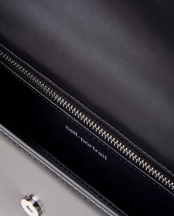 Self-portrait Crossbody bags Black Leather Baguette Bag in zwart