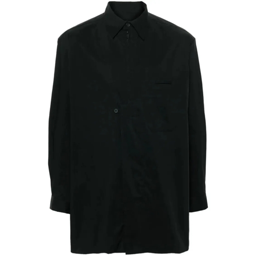 Y-3 Box-Pleat Detail Black Shirt Black Hemden