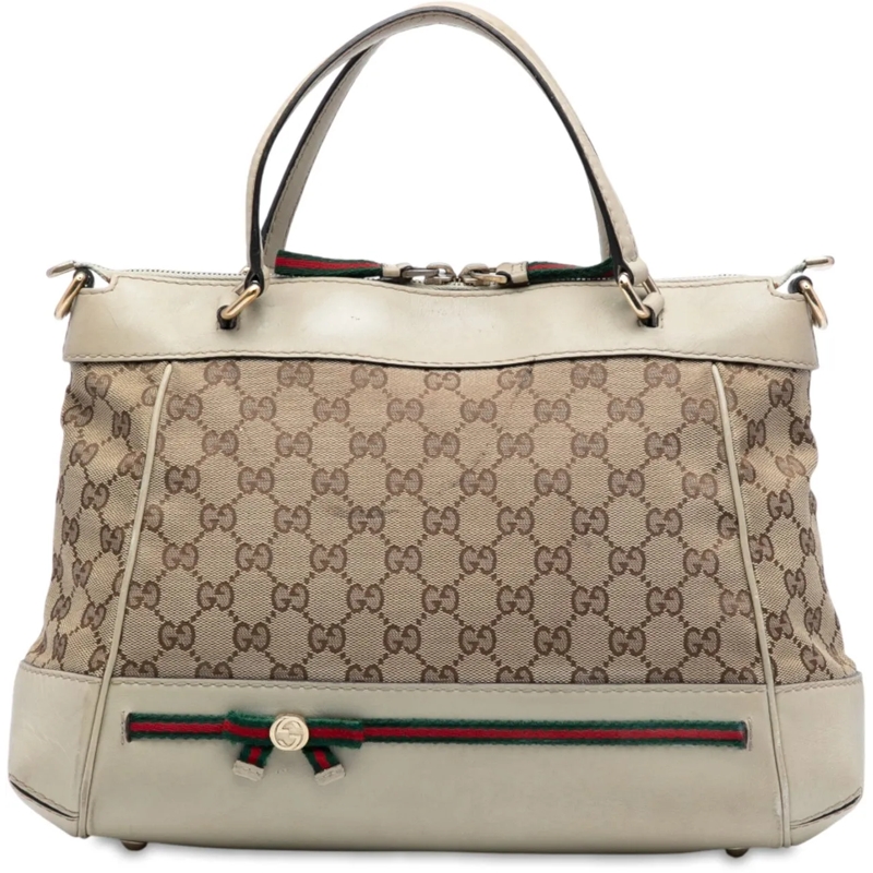 Gucci Sac à bandoulière GG Canvas Web Mayfair Satchel braun