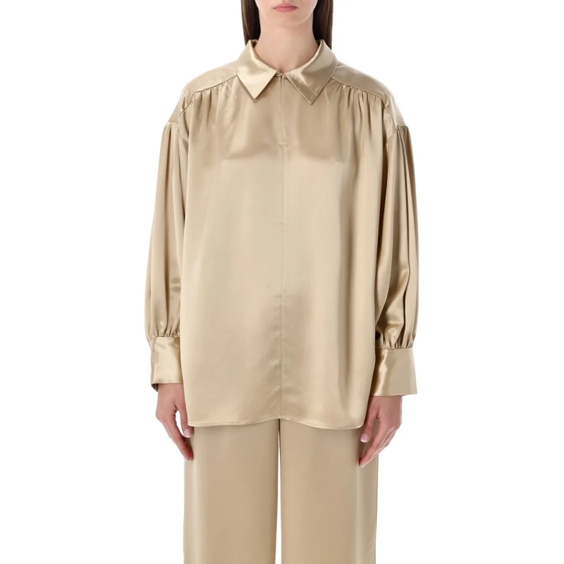 By Malene Birger Bluse Leonora Satin Blouse Neutrals