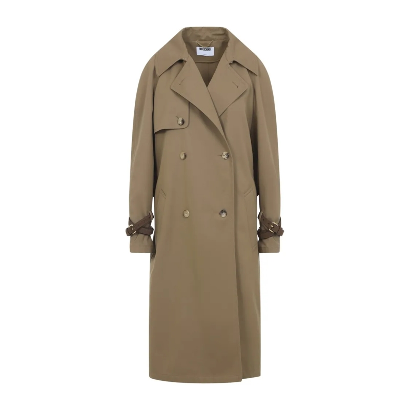 Moschino Bontjassen Double-Breasted Trench Coat With Classic Lapel Neutrals