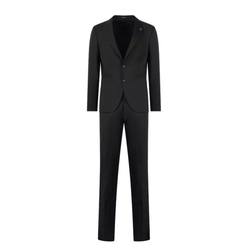 Tagliatore Satin Wool Single Breasted Suit Black 