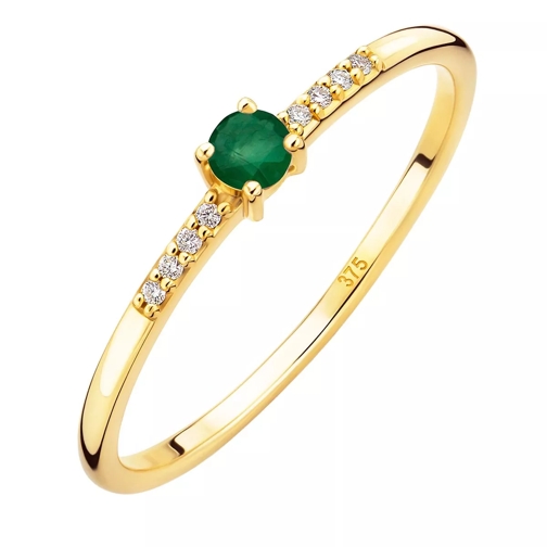 BELORO Emerald And Diamond Ring 9Kt Yellow Gold Diamantring