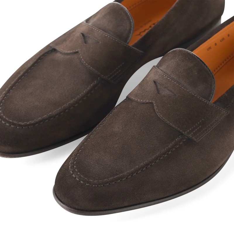 Santoni Schnürschuhe Loafers aus Veloursleder braun(Image 4)