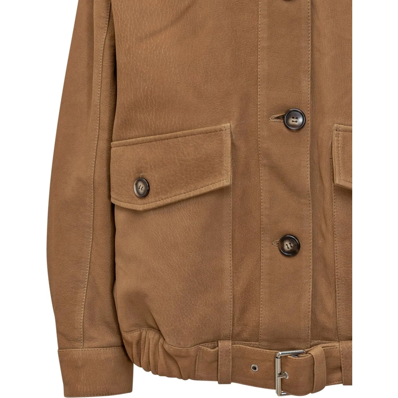 Iro Veste en cuir Giacca in Pelle Cammello con Cintura Iro beige(Image 4)