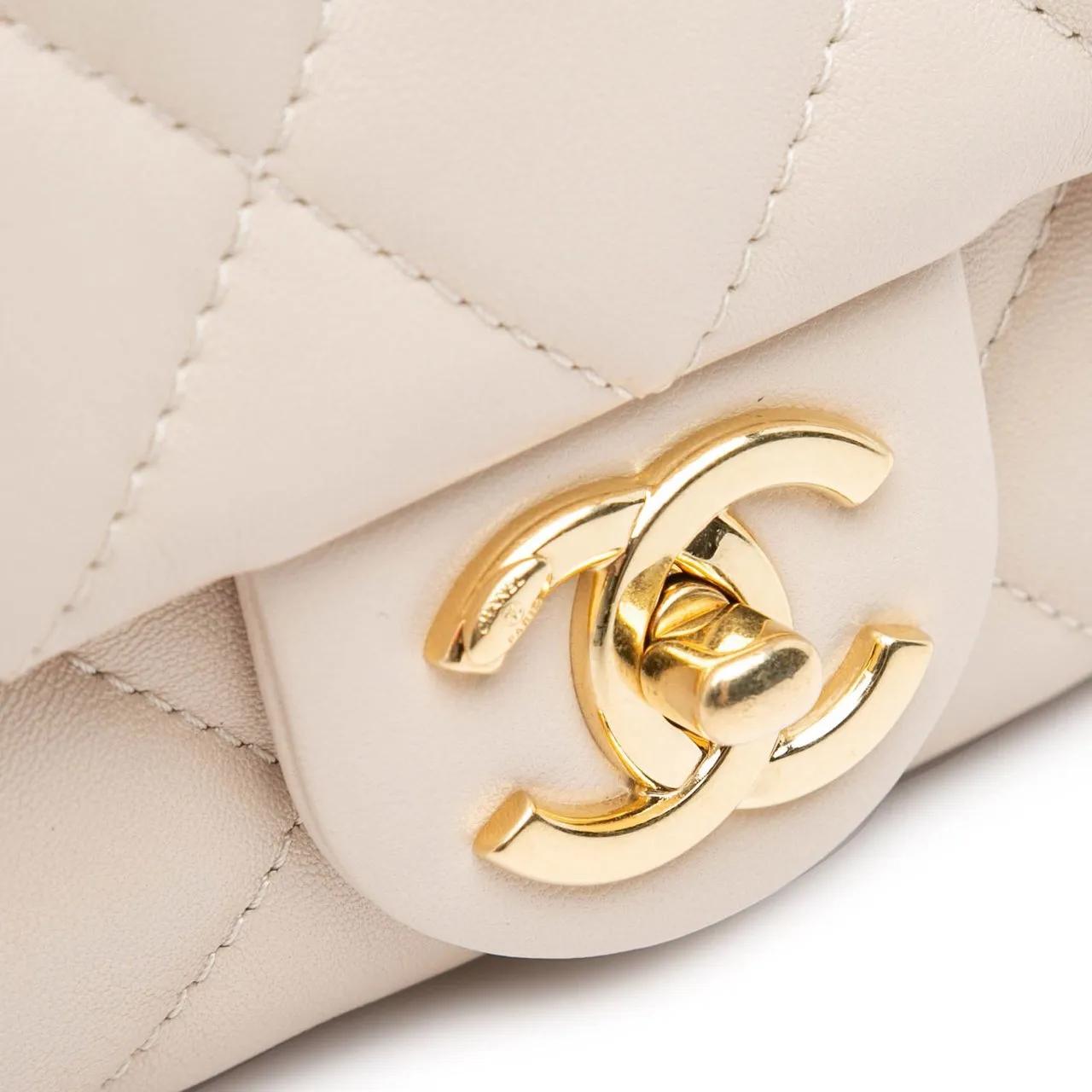Chanel Shoppers Small Quilted Lambskin Funky Town Flap in bruin