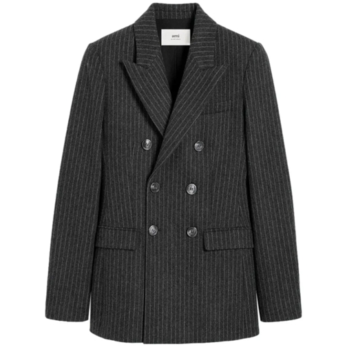 AMI Paris Blazer Gray Double-Breasted Jacket Grey