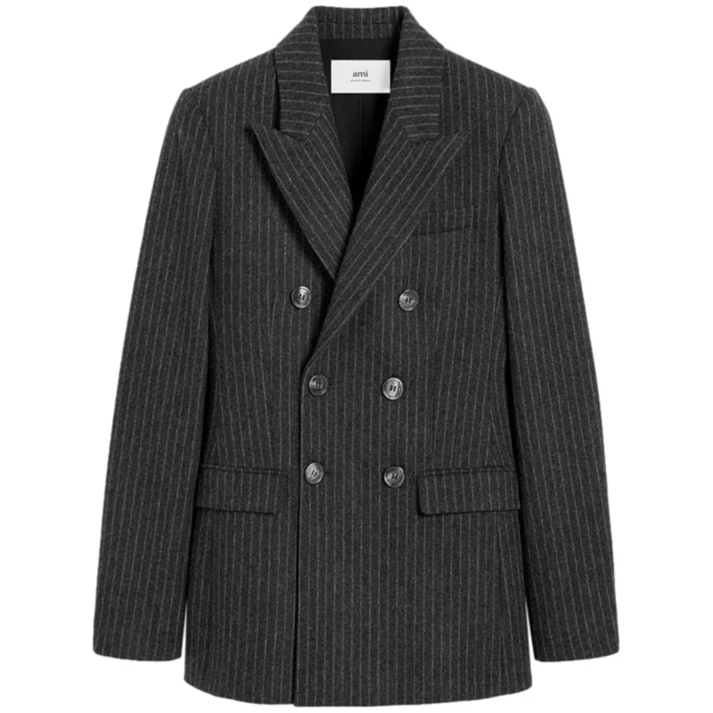 AMI Paris Blazer Gray Double-Breasted Jacket Grey