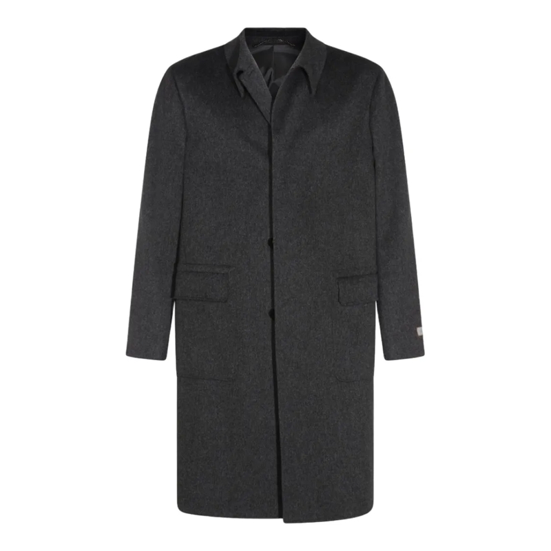 Canali Bontjassen Classic Tailored Long Coat With Structured Collar Black